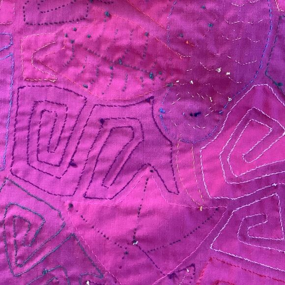 Mumu Caftan Lounge Dress Hand Appliquéd Exquisite Pink Birds - Picture 12 of 14